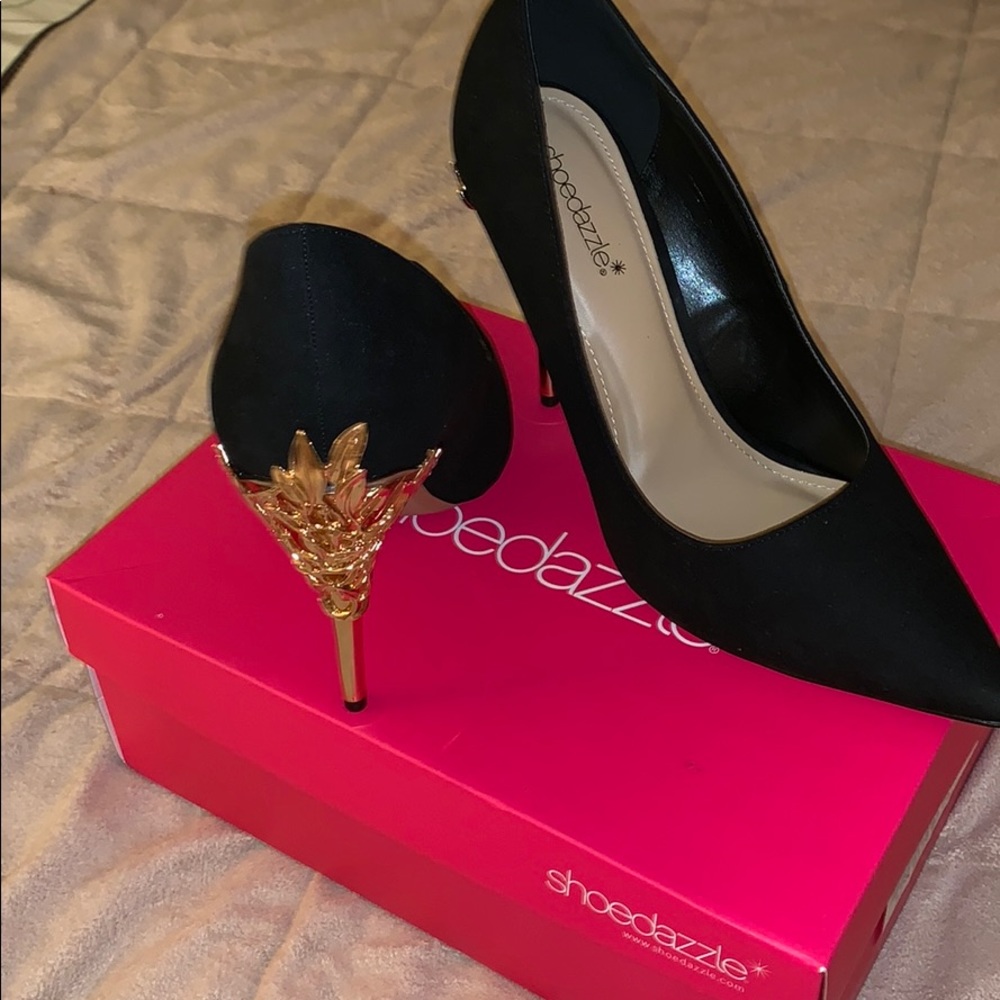 Black and Gold High Heels